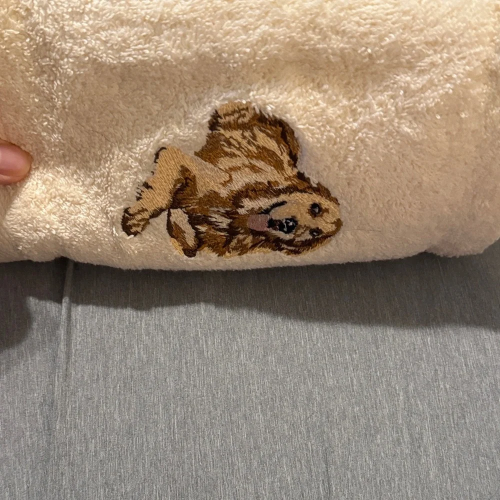 Avanti Cream Dog Embroidered Pet Towel